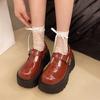 Aphixta Luxury Leather Women Platform Shoes 7.5cm Chunky Heel Buckle Modern Boots Shoe Wine Red Woman Boats Botines Para Mujeres