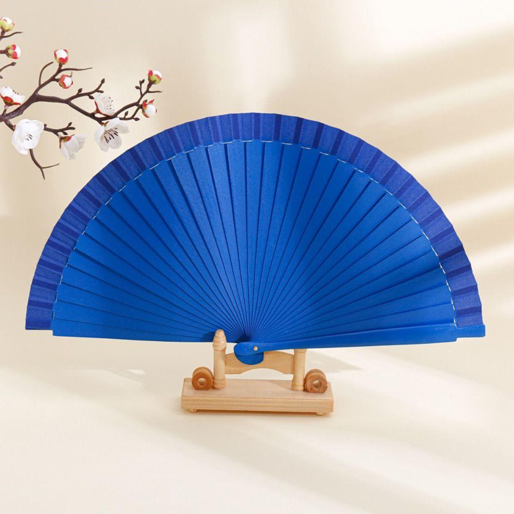Props Decoration Colorful Chinese Style Folding Fan Wood Folding Fans Spanish Fan Wooden