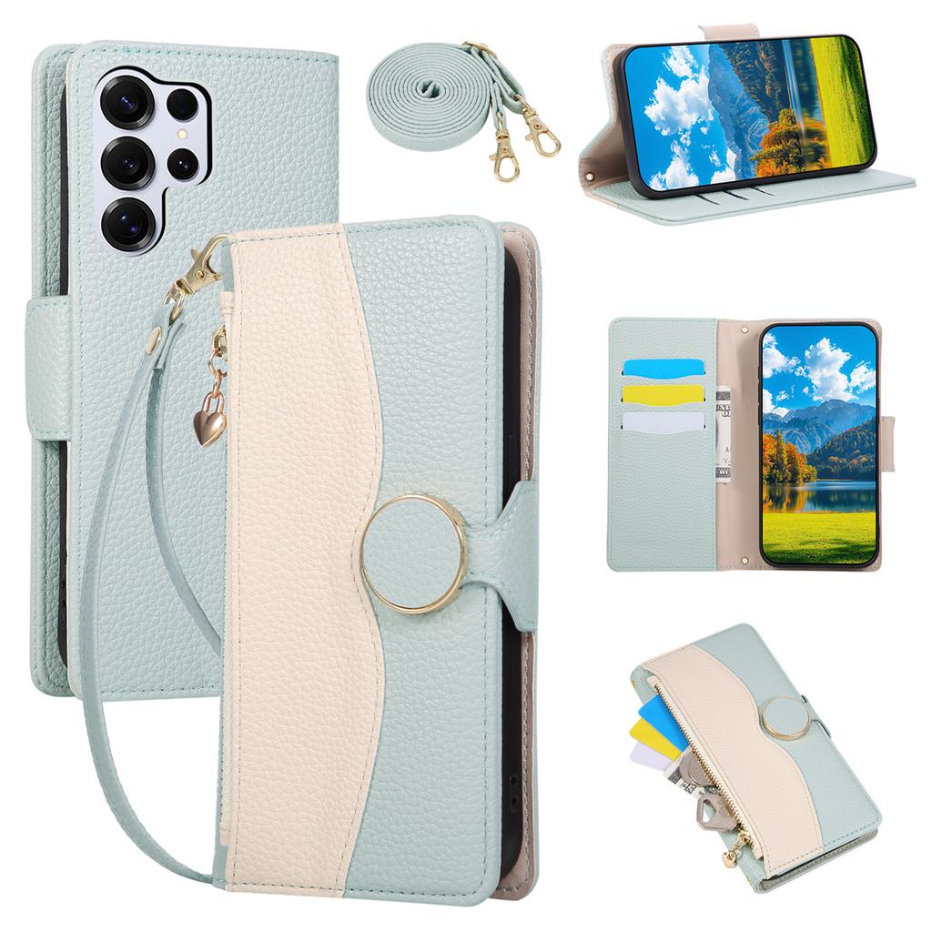Wrist Strap Zipper Leather Phone Case for Samsung S25 S26 S24 Ultra S21 FE S23 S22 Plus Note 20 Crossbody Wallet Cards Cover