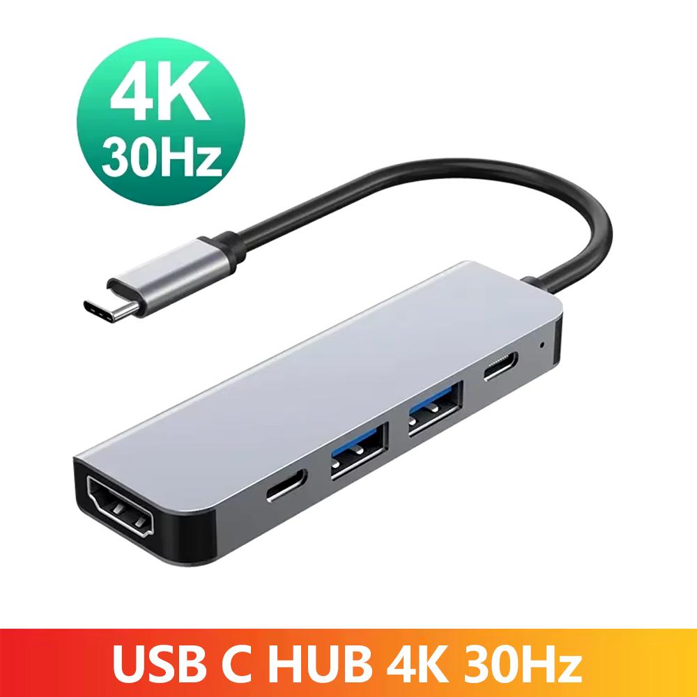 USB C ХАБ 4K 30 Гц PD100 Вт Док-станция USB-C 3.1 Разветвитель Type-C USBC Адаптер для MacBook Ноутбука iPad Huawei USB 3.0 ХАБ