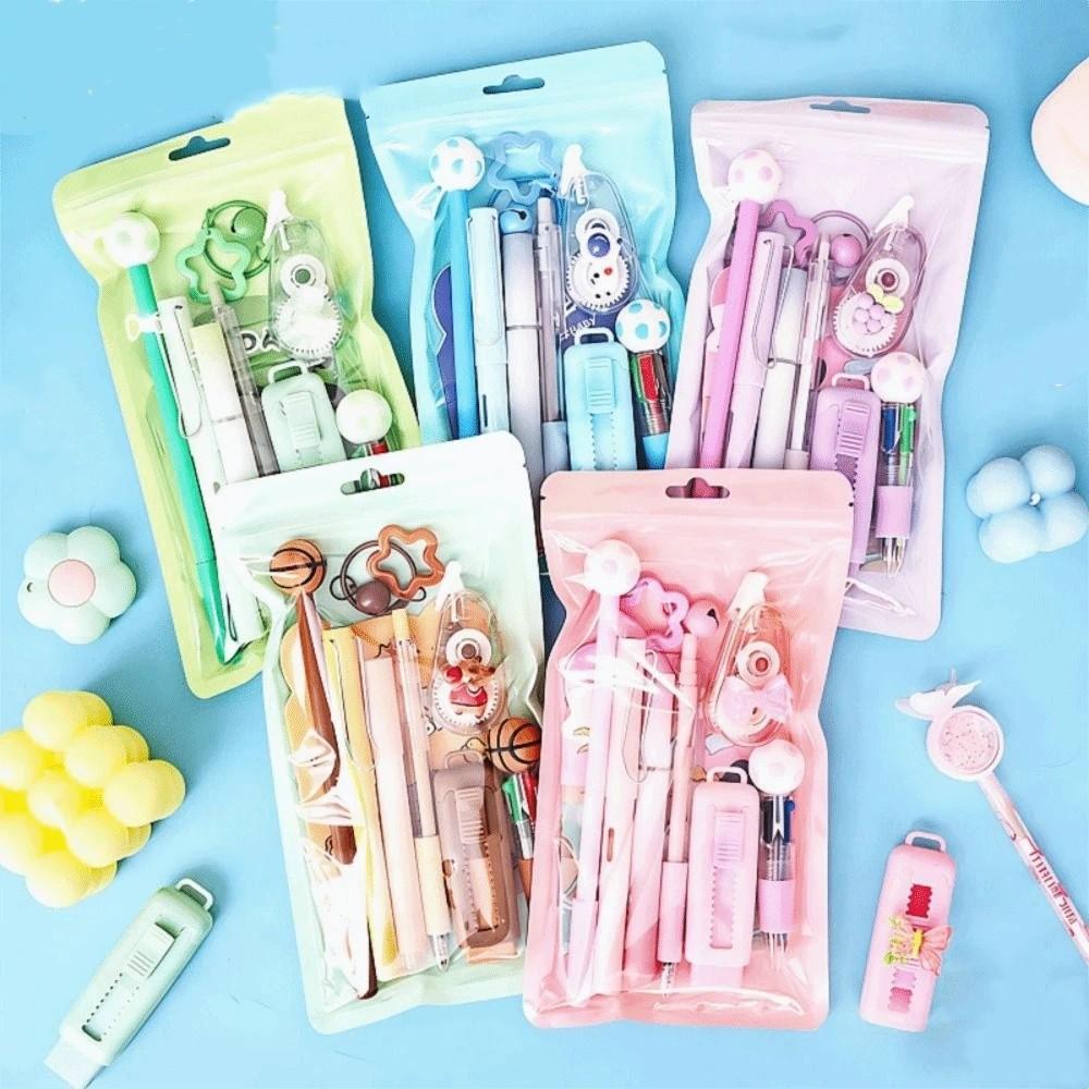 Cartoon School Stationery Set 6 Color Pens Cartoon Stationery Set for Primary School