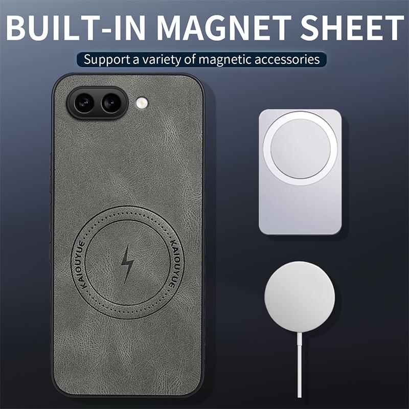 For Google Pixel 9a Magnetic Case WANLONFENG SD1 Series Nappa Texture PC TPU Phone Cover