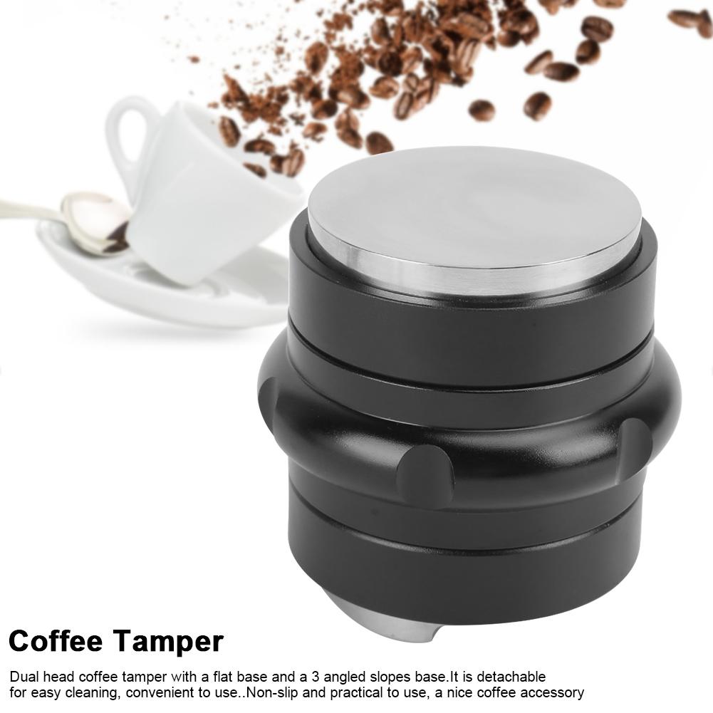 Регулируемый кофейный темпер из нержавеющей стали 5,8 см с двойной головкой: плоский и с 3 наклонными сторонами