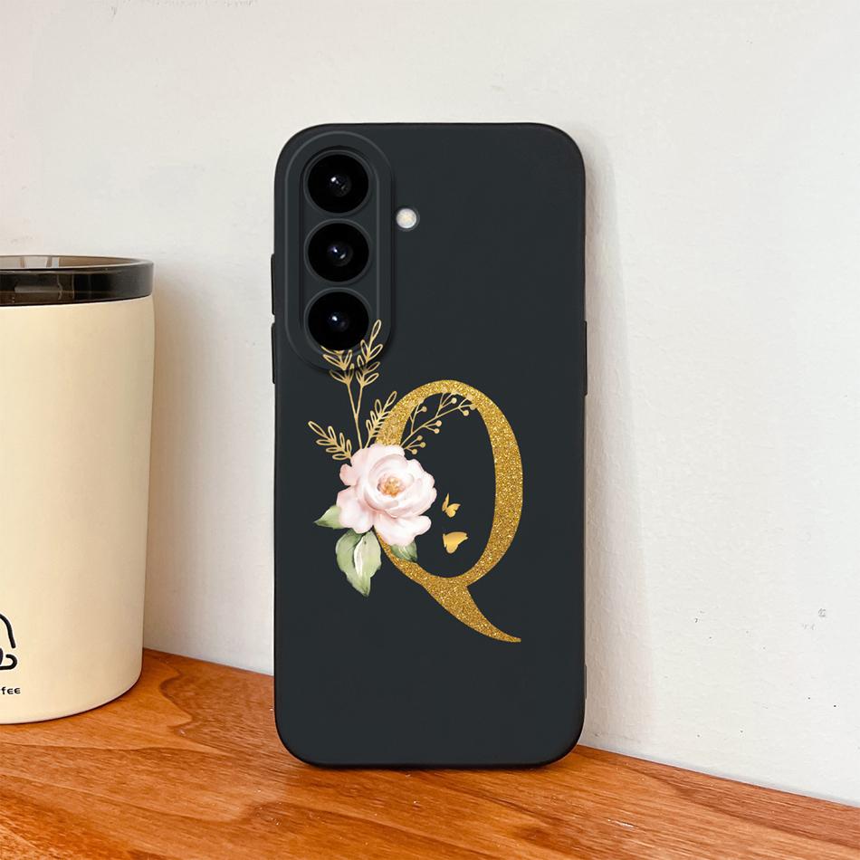 Чехол-буква с цветами для Samsung S26 Ultra Чехол для Samsung S26 Plus Задняя крышка Мягкий жидкий силикон Fundas для Galaxy S 26