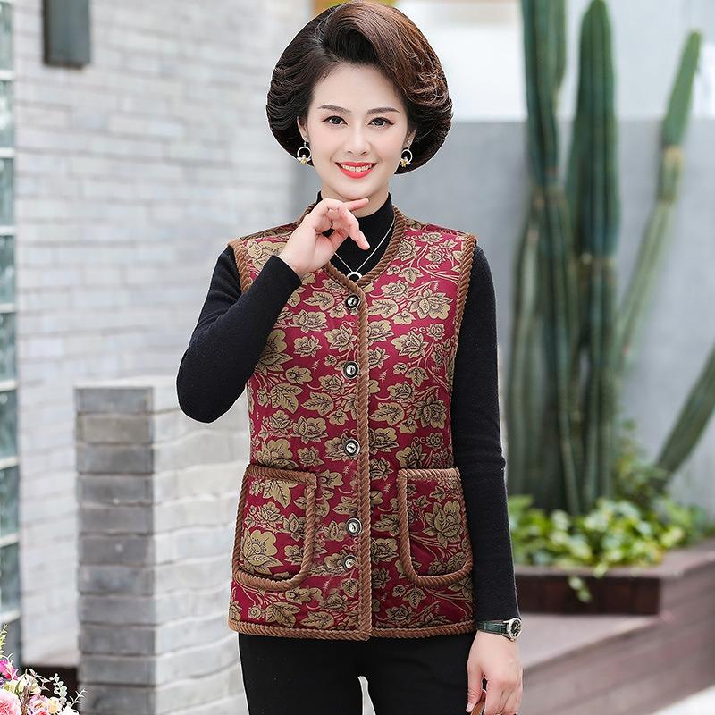Autumn and Winter Velvet Thickened Vest Thermal Vest Women's Clothing Old Lady Vest Jacket Vest