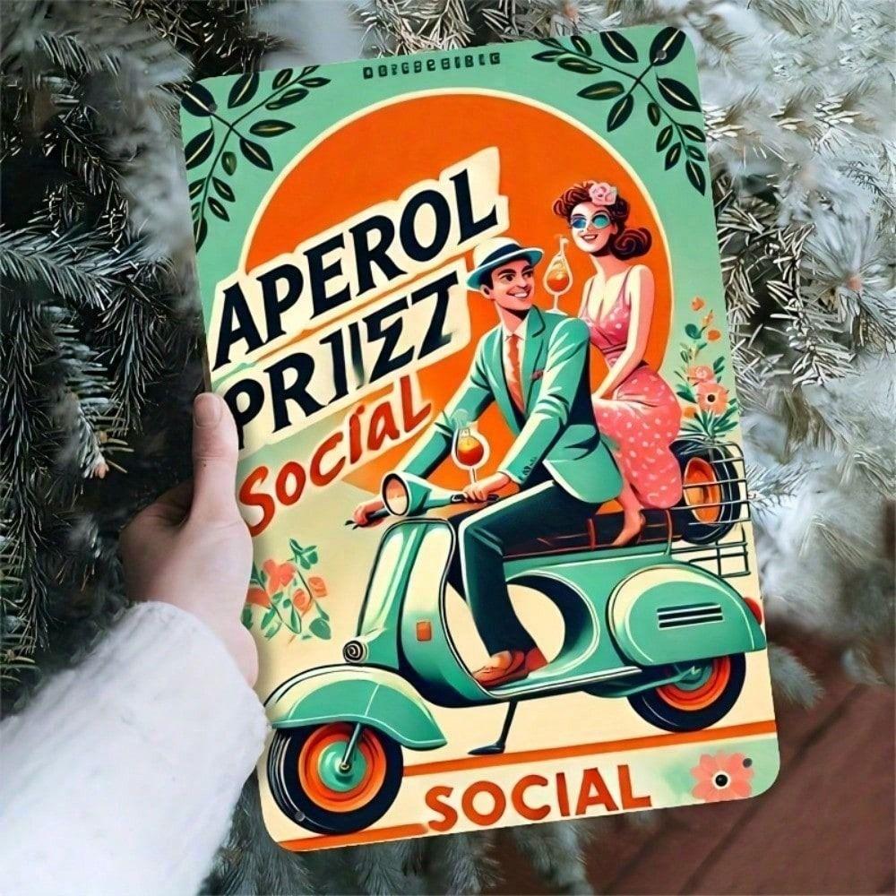 Металлический Плакат Винтажный Aperol Spritz Ретро Бар Кухня Ресторан Декор Стены 7,8x11,8 Дюйма