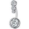 Double Heart Shape Stainless Steel Navel Ring Stud Butterfly Zircon Dangle Belly Rings with Body Piercing Inlaid for Weddings