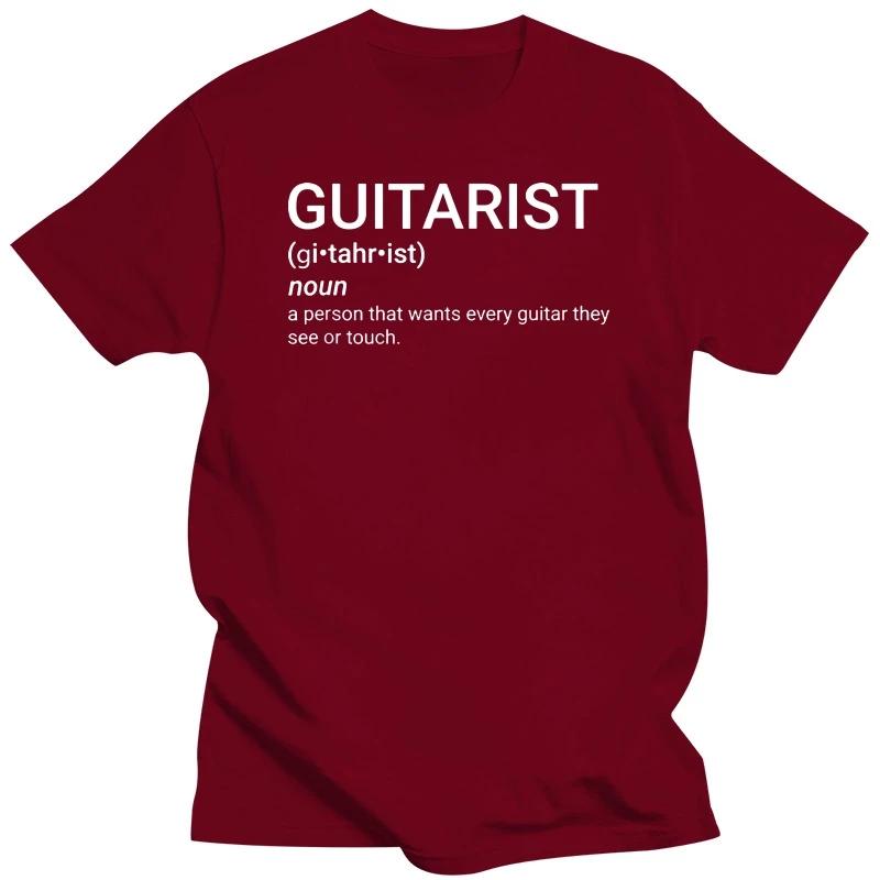 Футболки с забавным гитаристом и надписью «Guitarist Definition», графические, хлопковые, уличная одежда, короткий рукав, круглый вырез, футболка Harajuku для мужчин