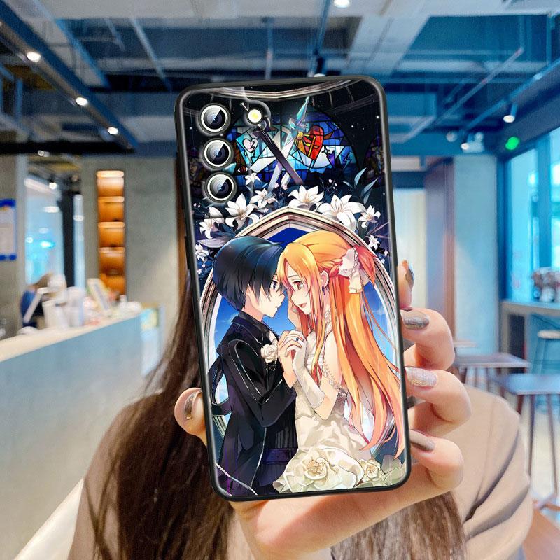 Чехол для телефона Anime Sword Art Online SAO для Samsung S23 S22 S21 S20 S10 S8 Note 20 A9 A73 A71 A53 A33 Ultra Plus FE черный