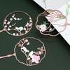 1 Pcs Vintage Chinese Style Fan Shape Flower Cat Tassels Metal Bookmarks Book Marker Page Holder Gift Stationery