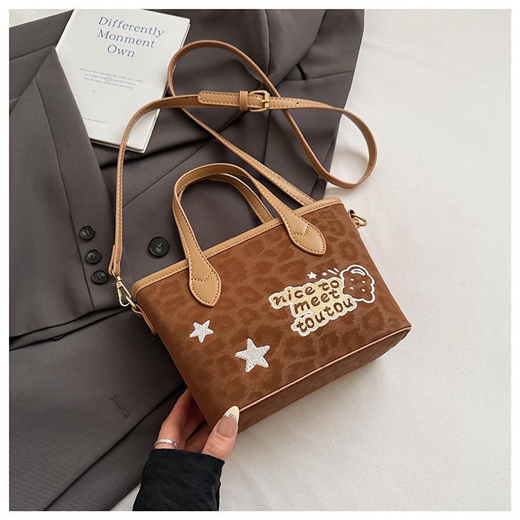 2025 Осень/Зима Ретро Леопардовый Принт Женская Универсальная Сумка-Ведро - Простая Повседневная Сумка Кроссбоди и На Плечо