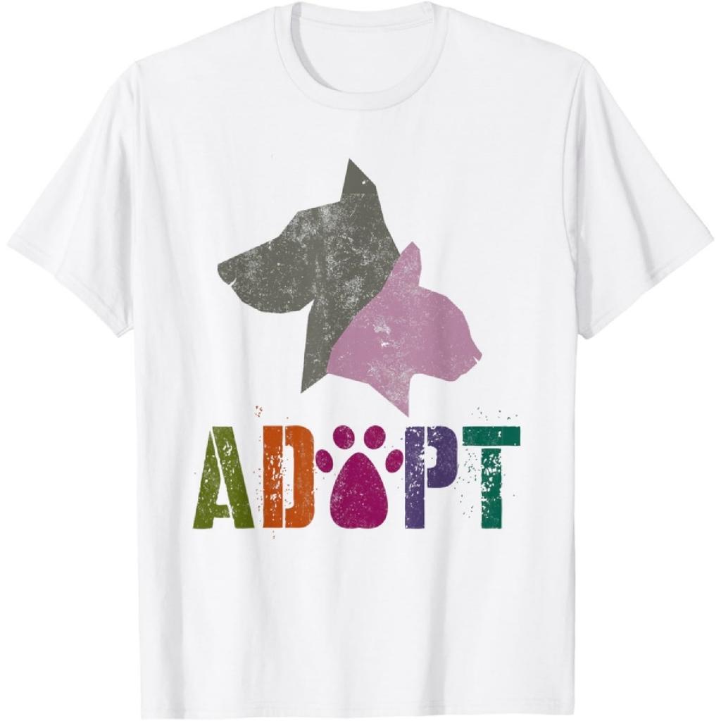 Vintage ADOPT Animal Rescue Shelter Cat Dogs Adoption Foster T-Shirt for Men Women Kids