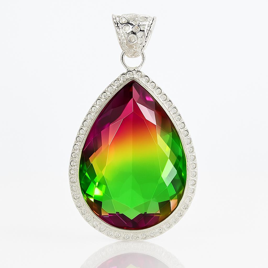 115 ct Lab Multi Color Pear Gems Pendant Brazilian 925 Sterling Silver Gemstone Jewelry Gift