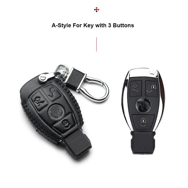 Genuine Leather Car Key Cover Keychain Case for Mercedes Benz CLS CLA GL R SLK AMG A B C S Class Remote Holder Accessories ZG2