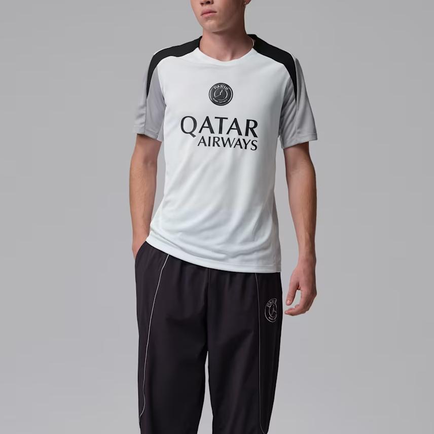 Jordan Dri-FIT Paris Saint-Germain Strike Night Edition Облегающий Влагоотводящий Вязаный Футболбольный Футболка Цветные Блоки Мужские топы IO4836-101