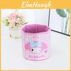 Pu Cartoon Grid Round Storage Bin With Foldable Design For Desk Organization And Office Use