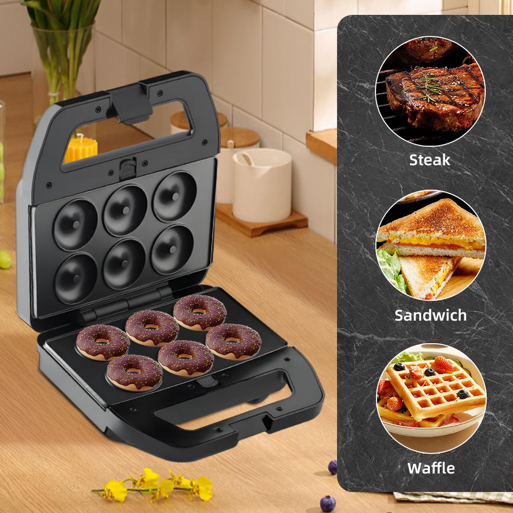 Электрическая сэндвич-машина для завтрака 5 в 1 с набором из 5 съемных двусторонних антипригарных пластин