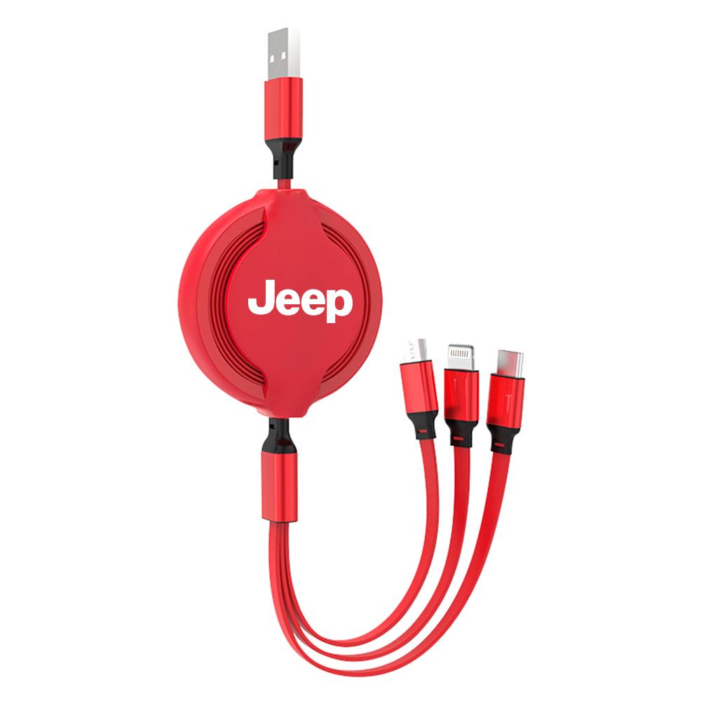 3 In 1 Fast Charger USB Data Cable Car Accessories For Jeep Grand Cherokee Wrangler JK Gladiator Compass Renegade Patriot Libert AKL1