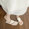 Weiwei Girl 276-1 with Skirt Cover Toe Square Head Versatile Flat Bottom Wearing Herringbone Open Toe Cool Slippers Female Summer