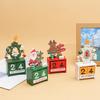 Christmas Wooden Desktop Calendar Santa Snowman Reindeer Tree Perpetual Calendar Wood Display