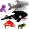 Plush Sea Animal Hand Puppet Movable Mouth Shark Whale Turtle Octopus Crab Hand Puppet Role Playing Pretend Play Doll Storytelling Prop Kids Gifts