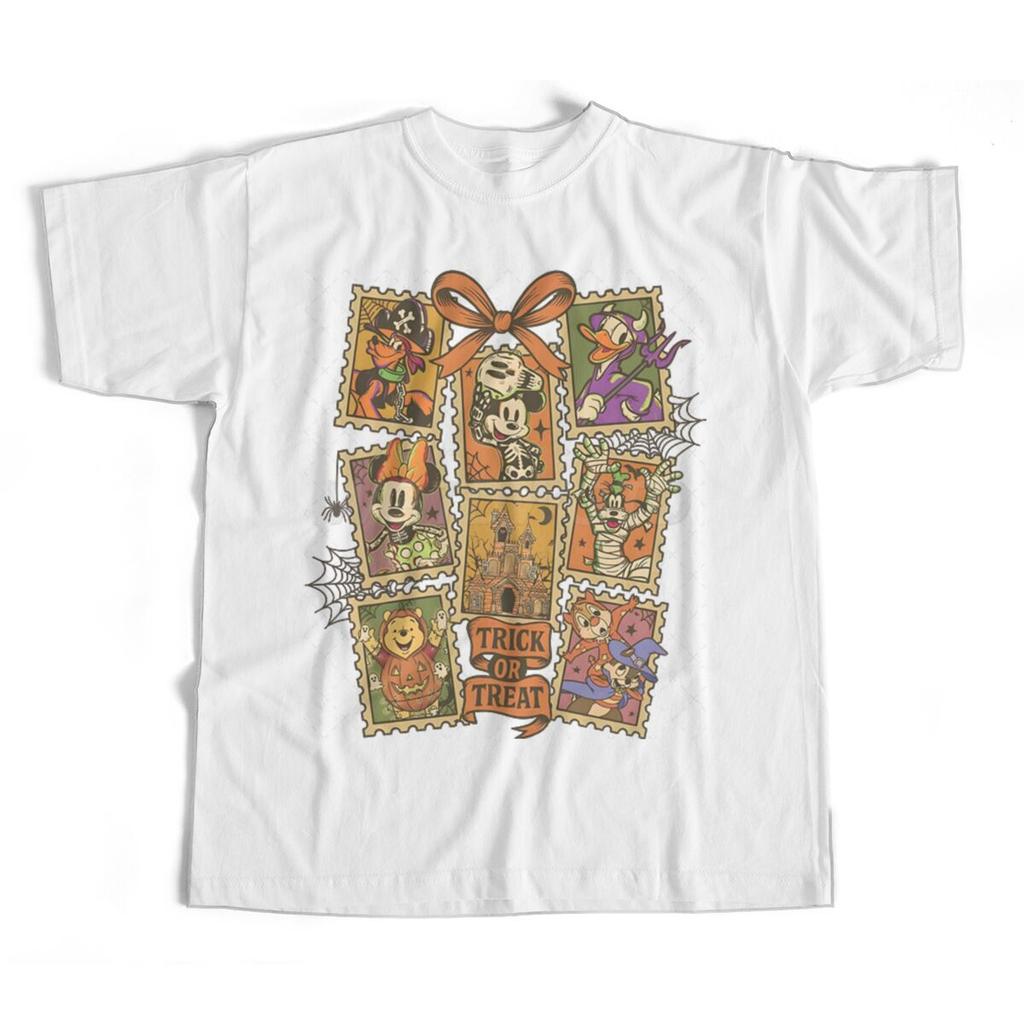 Halloween Disney Mickey Friends Tshirts Short Sleeve Round Neck Loose Tshirt For Summer Fall Womens Oversized T Shirts