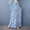 Summer Literary Style V-neck Shoulder-sleeved Loose Long Dress Women Bohemian Casual Foreign Trade Dress