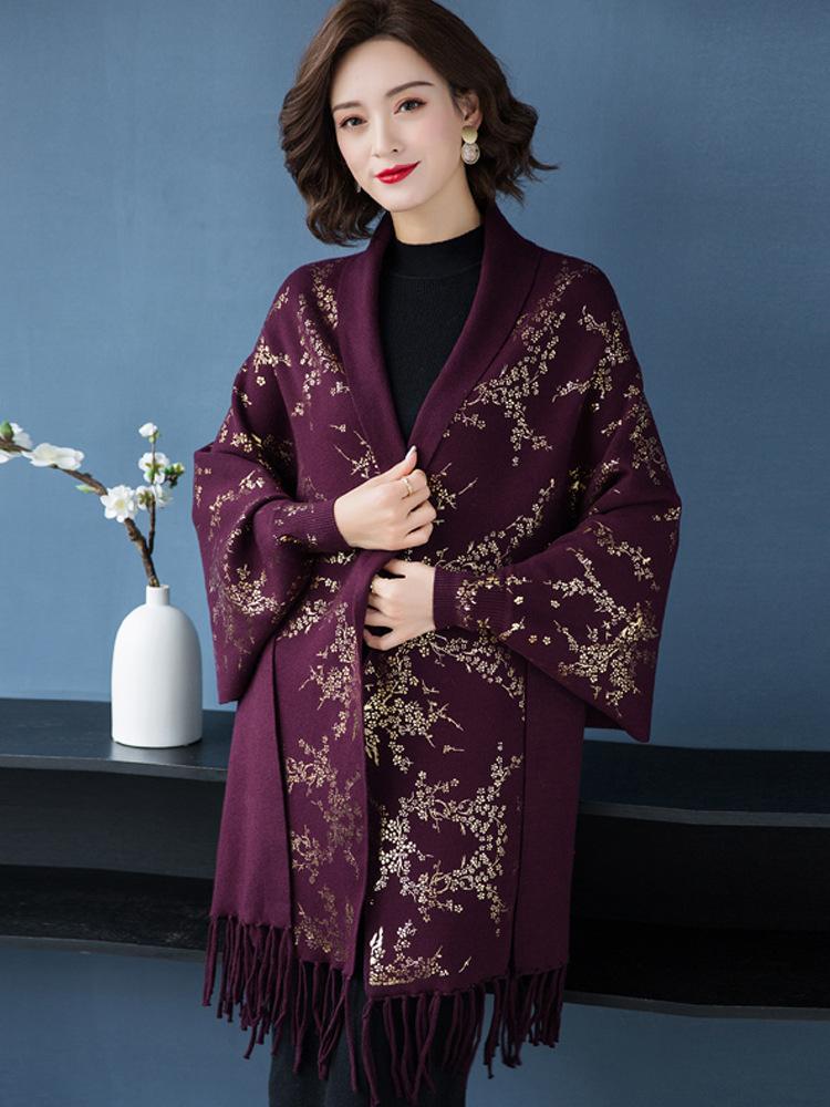 Куртка-шаль Cheongsam, свадебный благородный наружный вязаный кардиган, женский шарф с кисточками, шаль, накидка 1182