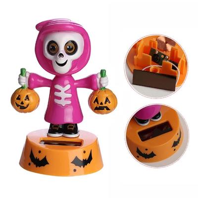 Украшение для приборной панели на солнечной батарее на Хэллоуин, танцор-погремушка, солнечная танцевальная игрушка, качающаяся голова куклы