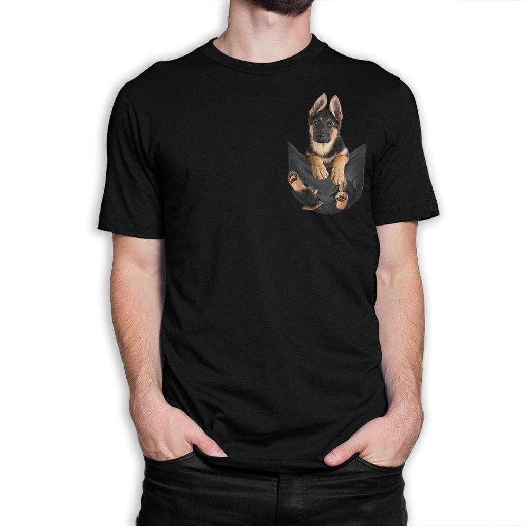 German Shepherd Dog In a Pocket T-Shirt / 100% Cotton Tee / Men's Women's All Sizes (yw-168)