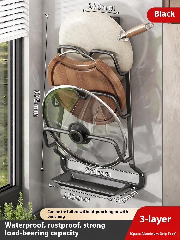 Подставка для крышек кастрюль без сверления, настенная кухонная полка, большая подставка для разделочных досок, бытовое хранение, многоярусная полка для разделочных досок