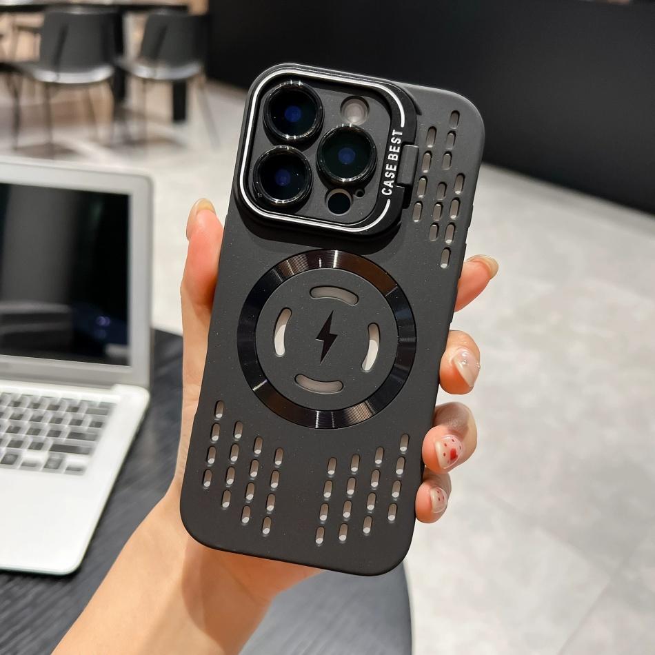 Breathable Soft Phone Cases for iPhone 16 15 14 13 12 11 Pro Max Plus Cooling Heat Dissipation Magnetic Back Cover