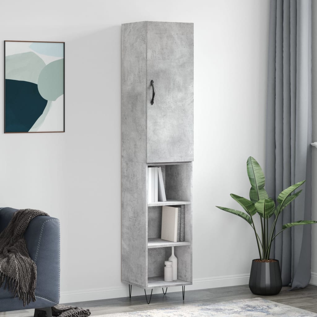 Highboard Concrete Grey 34.5 x 34 x 180 cm Particleboard