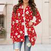 Women Plus Size Open Front Cardigan Draped Collar Long Sleeve Black White Floral Butterfly Printed Outerwear