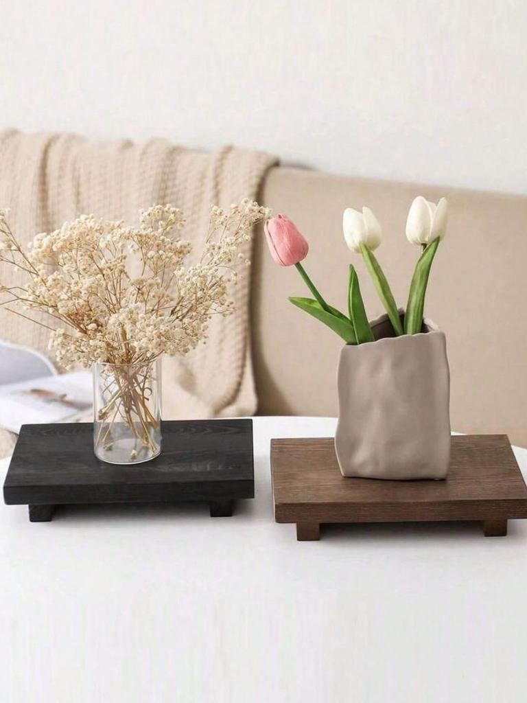 1pc Wood Pedestal Stand Display Stool For Bathroom Kitchen Sink Soap Tray Candle Plant Tray Perfect Farmhouse Decor For Bathroom And Kitchen