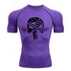 Summer Men's Skull Printed Tight Elastic Compression Shirt Quick-drying T-shirt Fitness Running Breathable Short-sleeved S-3XL