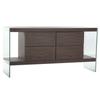 Buffet En Verre Marron Transparent Noyer 160 X 45 X 80 Cm Bois MDF