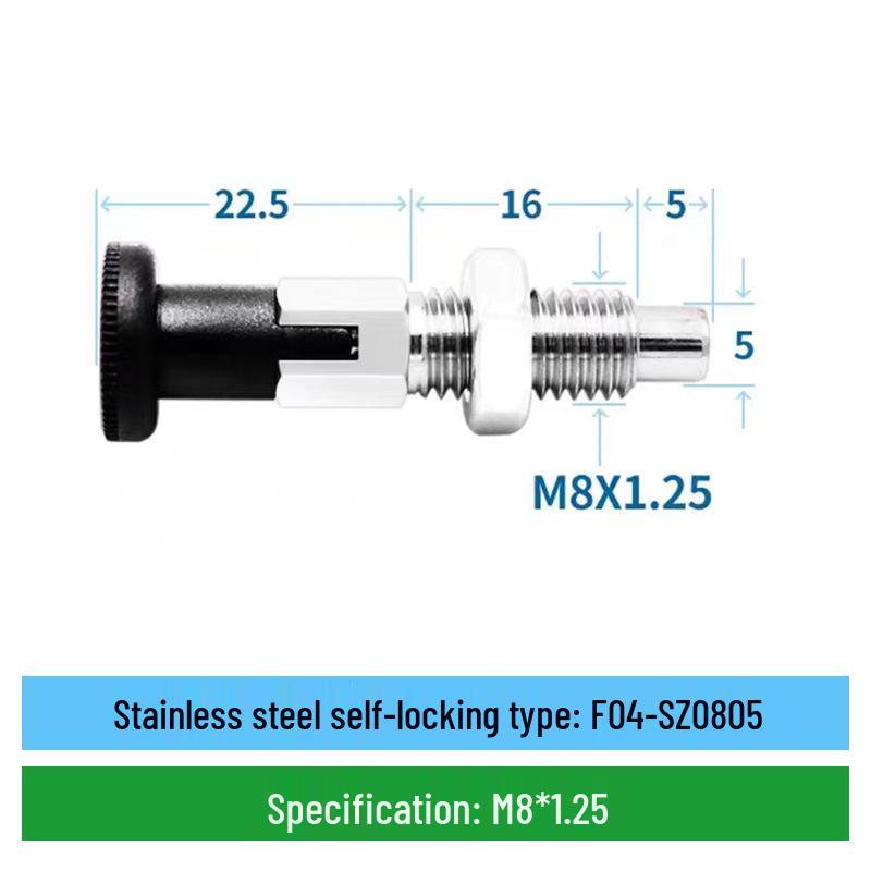 Stainless Steel Self-Locking Plunger with Coarse Thread and Pull Ring
