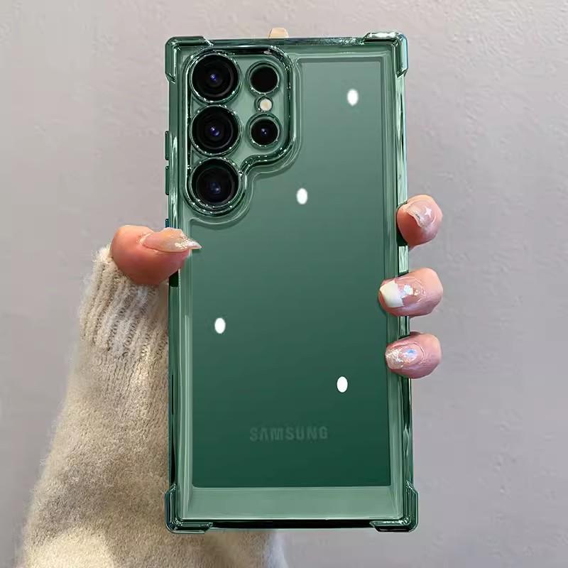 Подходит для чехла для телефона Samsung S25ultra, Гальванизированный прозрачный S24FE Четырехугольный воздушный амортизатор, S23plus Чехол для защиты от падений