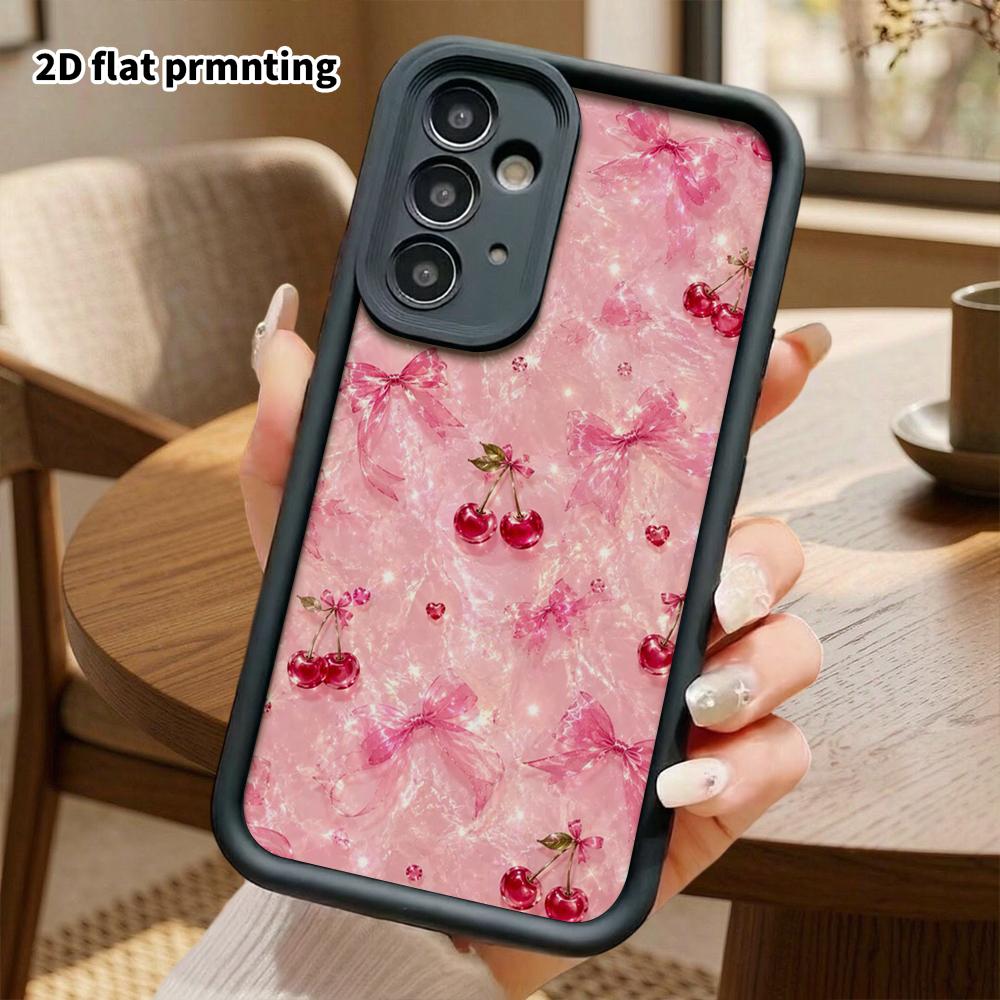 Phone Case: 2D Flat Samsung Galaxy A34 A35 M05 M06 S20 S22 S21 FE Plus 5G Layered Protective Case, Textured Cherry, Christmas and Halloween Gift