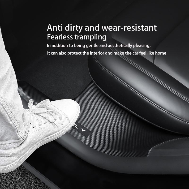 2/4/8PCS Front Rear Door Sill Protector Cover For Tesla Model 3/Y Carbon Fiber Anti Kick ABS Pedal Guards Inner Strip Threshold