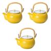 Набор из 3 желтых глазурованных цветочных глиняных чайников M4 x см Глиняные чайники Арита-яки Арита-яки Сэтомонохонпо [12.5 9.5 (500 куб.см)]
