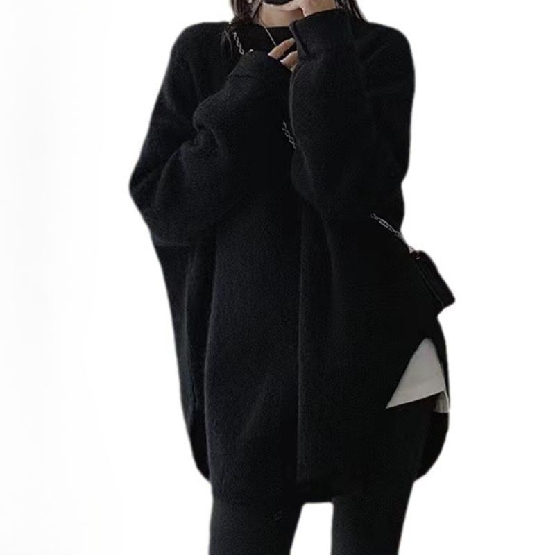 IHUASU Wool Pullover Jumper Women's Autumn and Winter Outer Wear In The Long Section of Lazy Open Knit Sweater