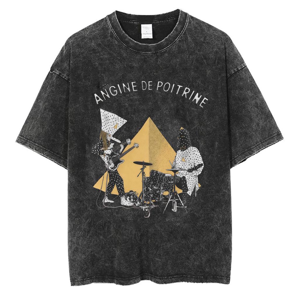 Rock Band Angine De Poitrine Ретро Выстиранные Футболки Мужские Женские Панк Поп Музыка Свободная Одежда Футболка Хип-Хоп Готика Оверсайз Футболки