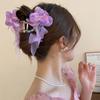 Simulated Flower Mesh Bow Ponytail Holder Large Hair Crab Clip Sweet Shark Clip  Hair Accessories