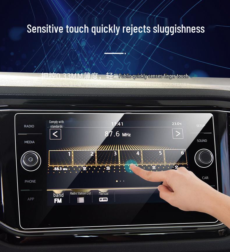 Tempered Glass Screen Protector for Volkswagen B9/B8 Magotan Central Control & Instrument LCD Display.