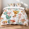 Mushroom Theme Bedding Set Colorful Mushrooms Leaves Butterflies Natural Style Queen Duvet Cover Sheet Pillowcases Home Textile