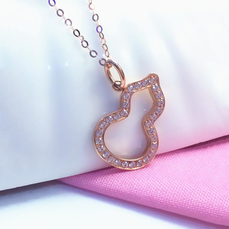 Purple Gold Gourd Diamond Pendant Femininity Design Colored Gold Rose Gold Clavicle Chain