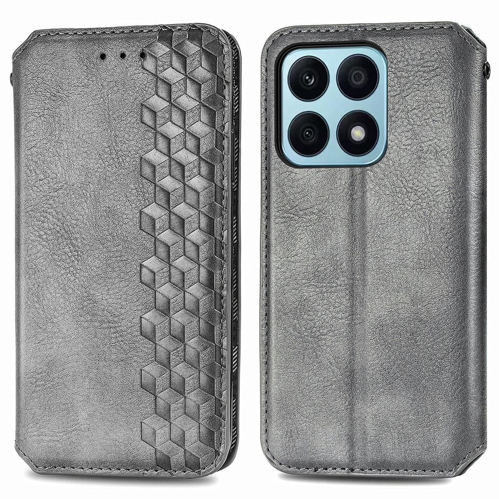 PU Leather Case For Honor X7c 4G/200 Smart 5G/Play 60 Plus 5G Rhombus Imprint Wallet Stand Phone Cover