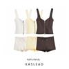 Kaslead New Women Clothes Western Style Zipper Ornament Double-sided Cloth Top Shorts 3641381 3641382